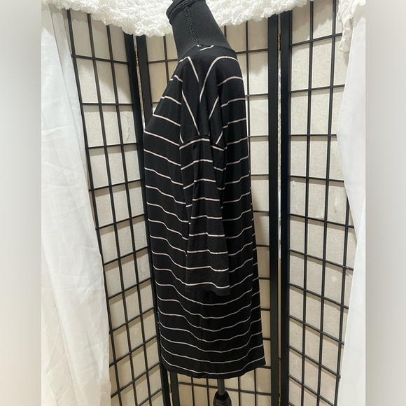 Chico's BLACK STRIPE T SHIRT DRESS QUARTER SLEEVES, WOMEN SIZE M - Picture 6 of 9
